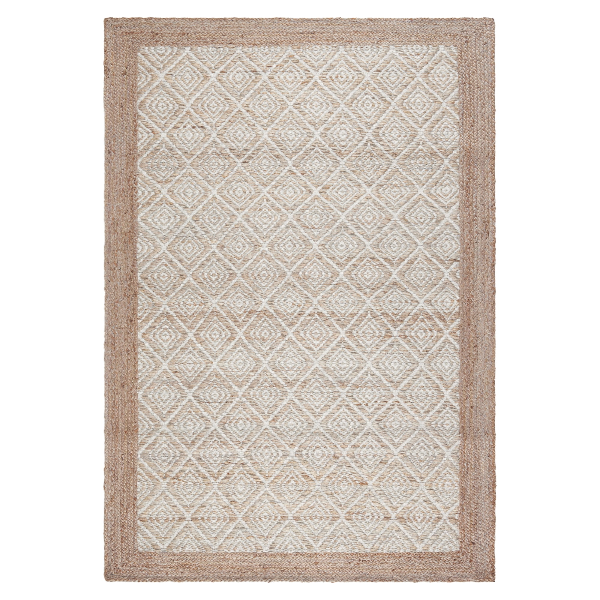 TOWN & COUNTRY TERRA Nalani Textured Diamond Hand-Knotted Flatwoven 100% Natural Jute Area Rug, Brown, 5'x7’