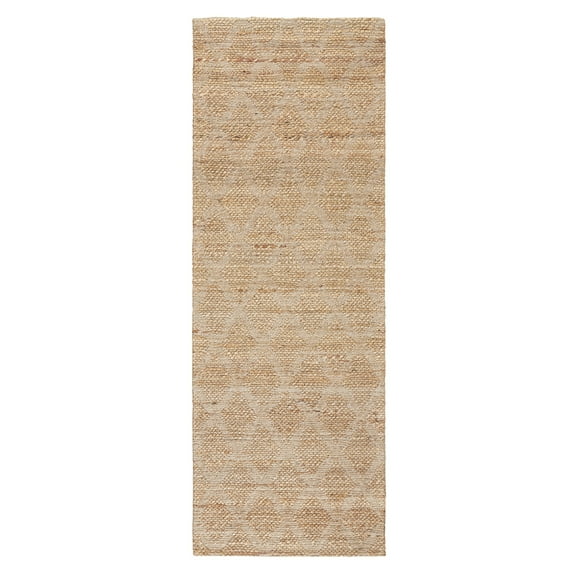 TOWN & COUNTRY TERRA Sol Interwoven Diamond Hand-Knotted Flatwoven 100% Natural Jute Runner Area Rug, Natural/Black, 2'5"x7"