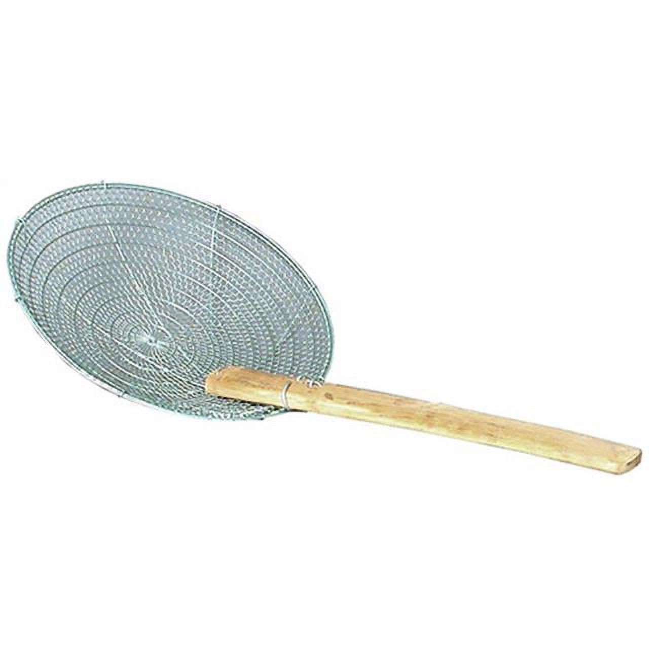 8" Round Stainless Steel Skimmer with Bamboo Handle