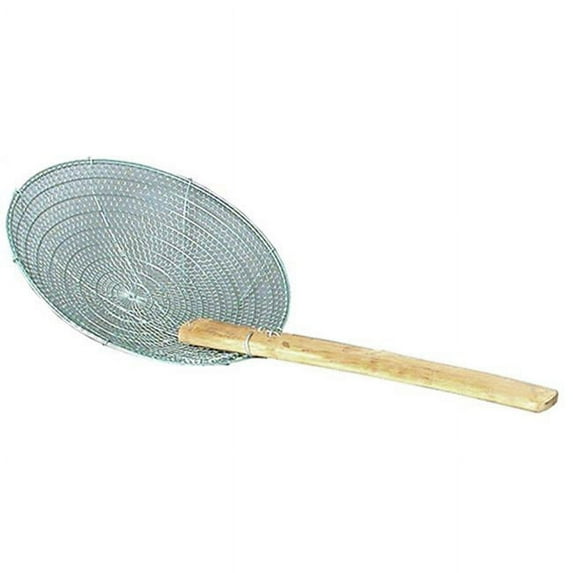 Town Food Service 42608 8 in. Bamboo Handled Stainless Skimmer