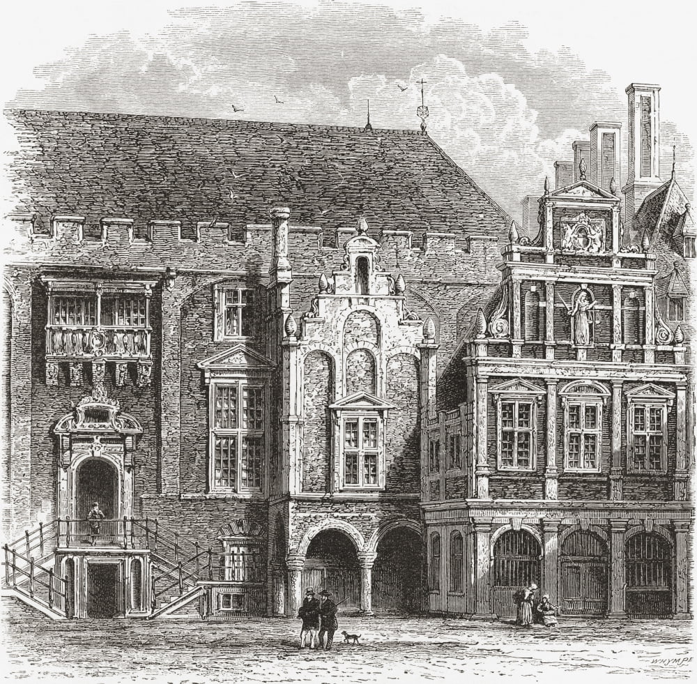 The Town Hall Grote Markt Haarlem The Netherlands In The 19Th Century From Pictures From Holland By Richard Lovett Published 1887 Canvas Art - Ken Welsh Design Pics (24 x 24)