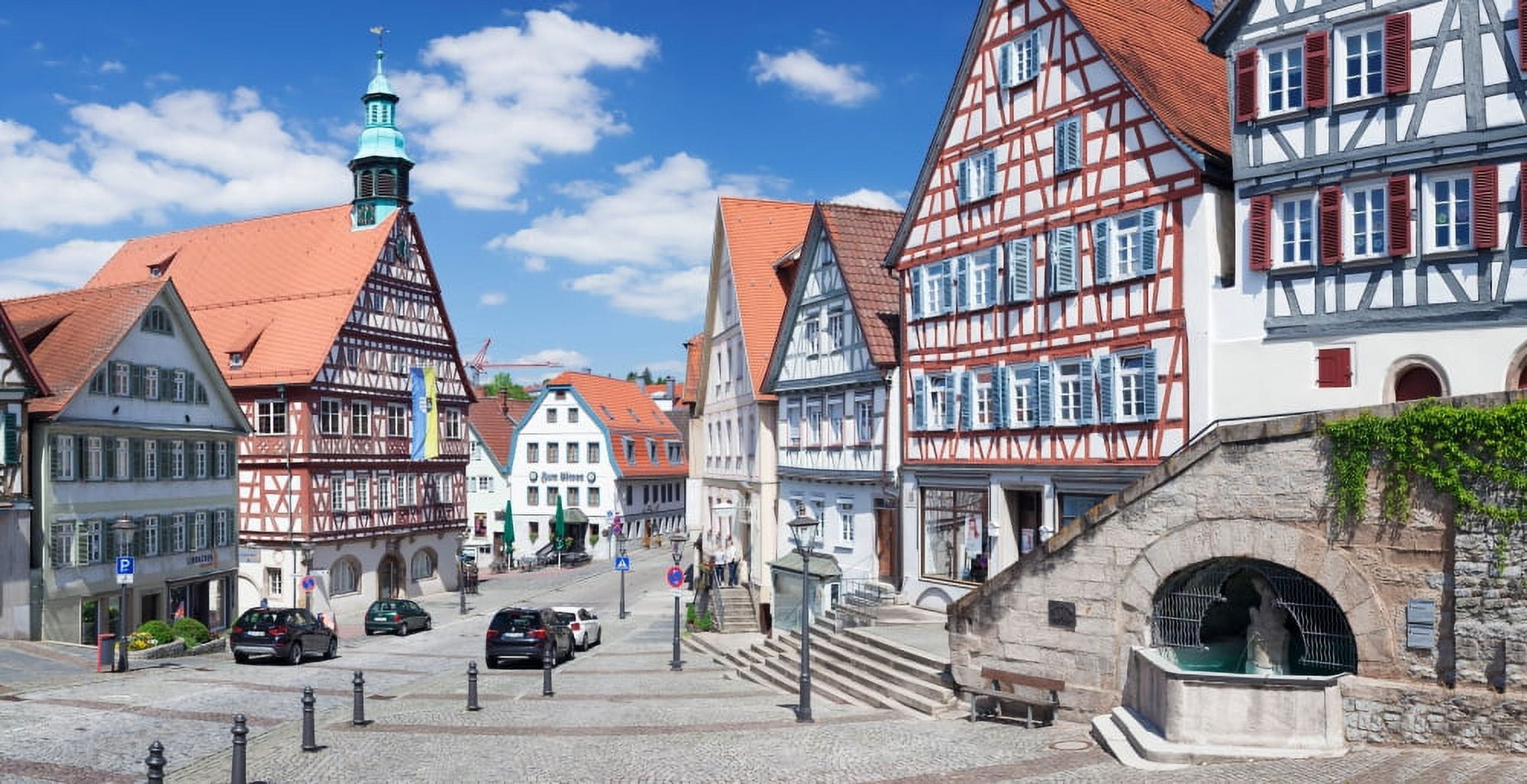 Town Hall at market square Backnang Rems-Murr-Kreis Baden-Wurttemberg Germany Canvas Art - Panoramic Images (27 x 9)