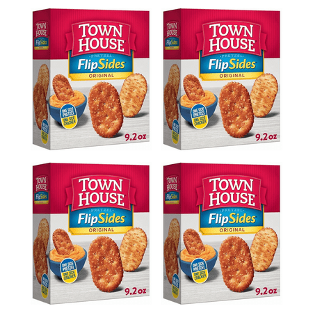 Town House FlipSides Minis House Seasoned Oven Baked Crackers, Lunch Snacks, 10.2 oz (Pack of 4)
