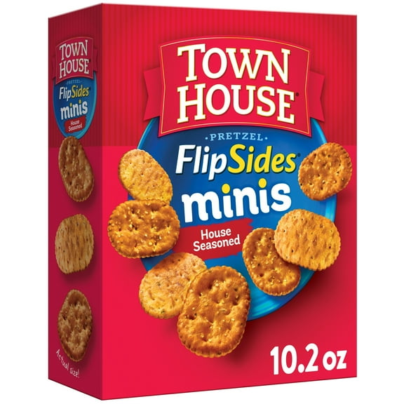 Town House FlipSides Minis House Seasoned Oven Baked Crackers, Salty Snacks, 10.2 oz