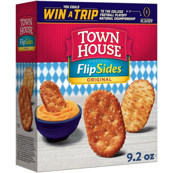 Town House FlipSides Original Oven Baked Crackers, Lunch Snacks, 9.2 oz (Pack of 6)