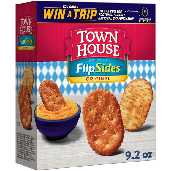 Town House FlipSides Original Oven Baked Crackers, Lunch Snacks, 9.2 oz (Pack of 8)