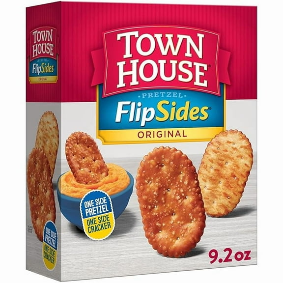 Town House FlipSides Oven Baked Crackers, Lunch Snacks, Snack Crackers, Original, 9.2oz Box (1 Box)