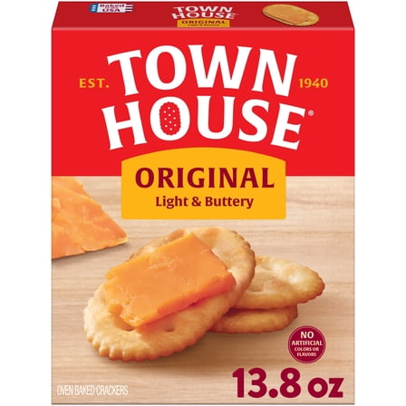 Town House Original Oven Baked Crackers, Salty Snacks, 13.8 oz