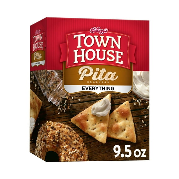 Town House Pita Crackers Everything Flavor Oven Baked Crackers 9.5 oz (Pack of 2)
