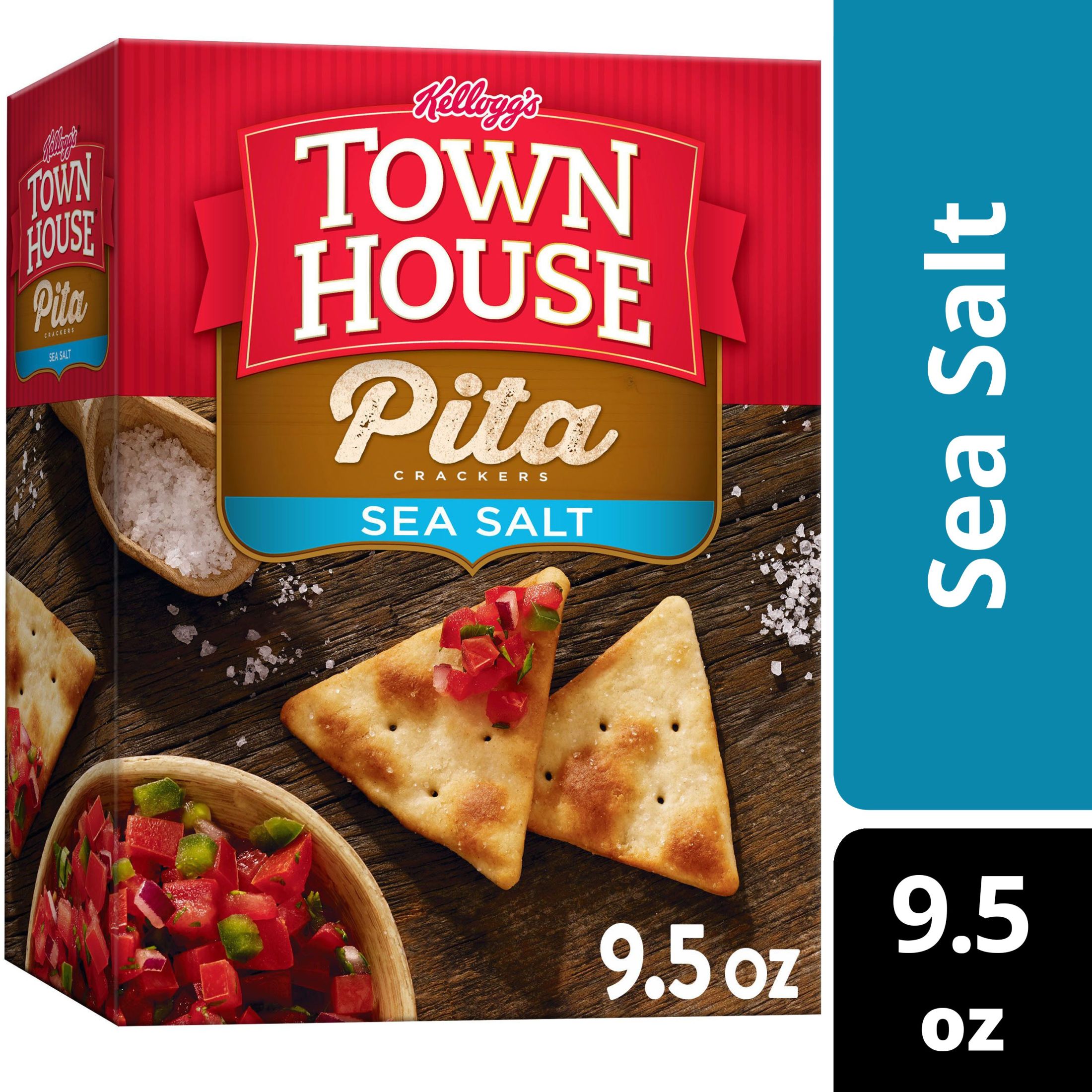Town House Pita Sea Salt Oven Baked Crackers, 9.5 oz - image 1 of 10