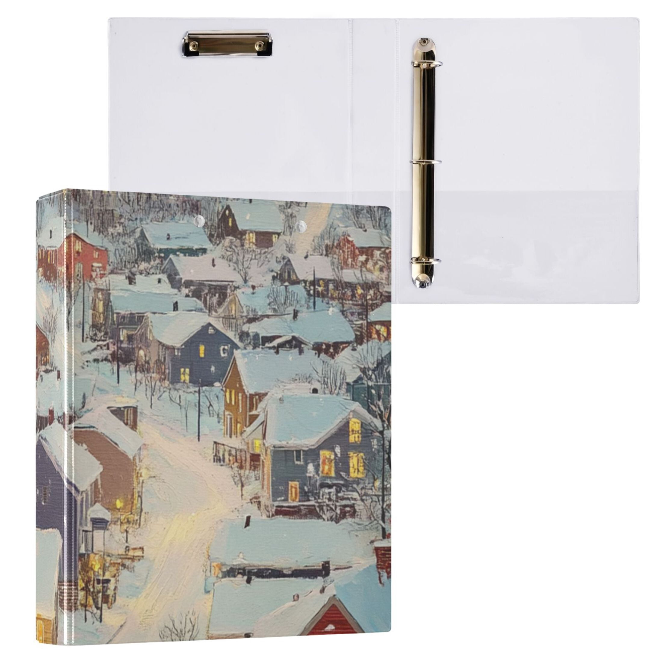 Town Houses 3 Ring Binders 1.5 inch Hardcover File Folders with Interior Pockets A4 Size Organizer for School Office Hospital Set of 2