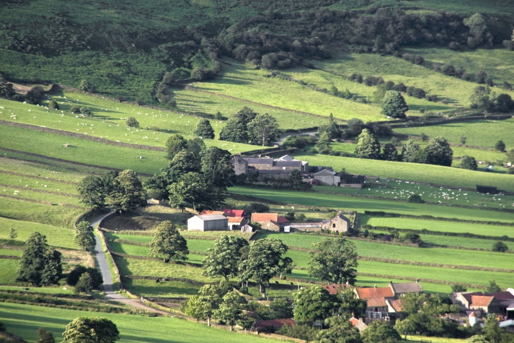 Town On Hillside North Yorkshire England Canvas Art - John Short Design Pics (34 x 22)