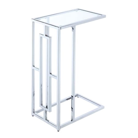 Town Square Chrome C Table, Clear Glass