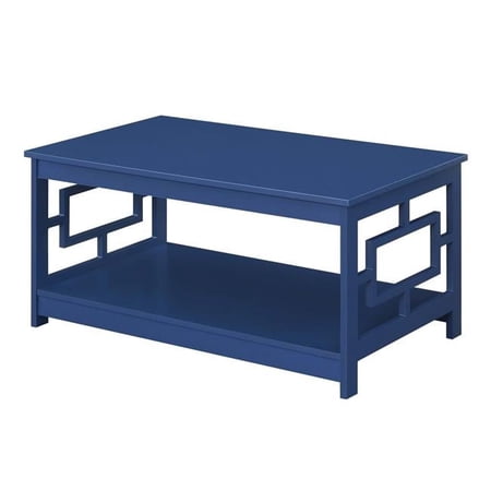 Town Square Coffee Table with Shelf, Cobalt Blue Wood