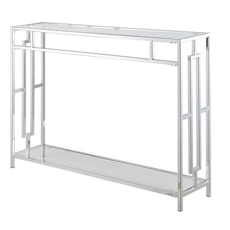 Town Square Console Table - Clear Glass Chrome Frame