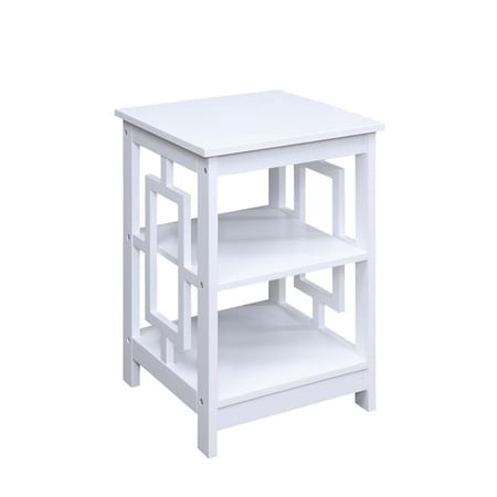 Town Square End Table with Shelves - White