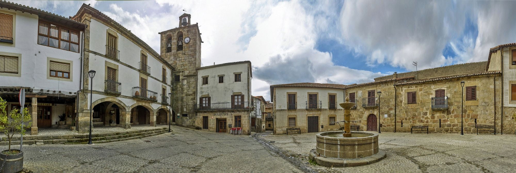 Town Square Plaza Mayor Square San Martin de Trevejo Caceres Caceres Province Spain Canvas Art - Panoramic Images (27 x 9)