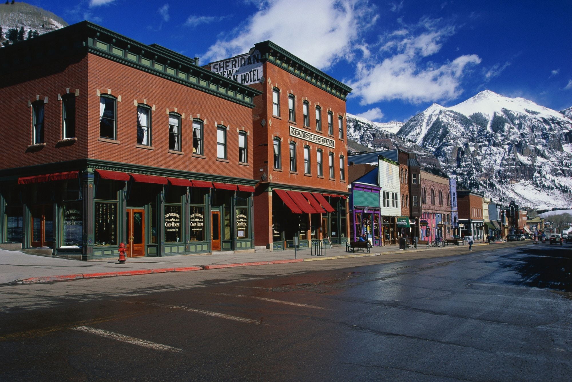 Town Stores Telluride CO Canvas Art - Panoramic Images (27 x 9)