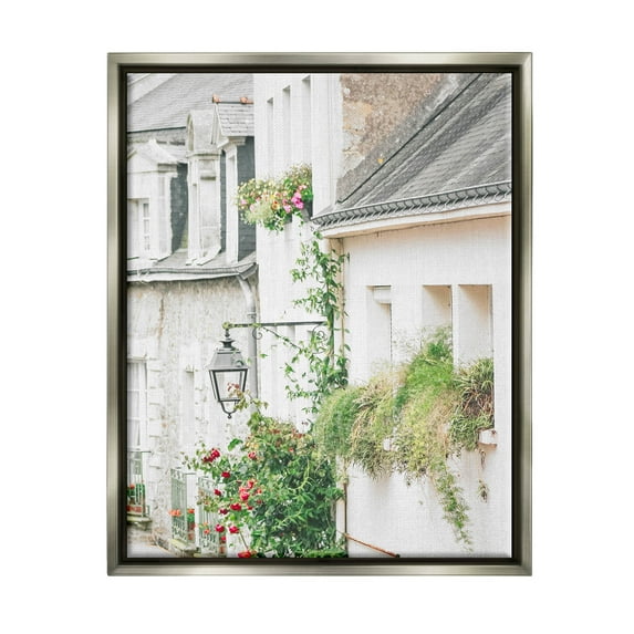 Town Street Blooming Vines Town & City Photograph Luster Gray Framed Art Print Wall Art