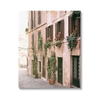 Town Street Building Plants Town & City Photograph Gallery Wrapped Canvas Print Wall Art