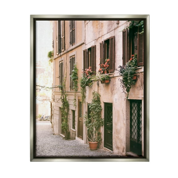 Town Street Building Plants Town & City Photograph Luster Gray Framed Art Print Wall Art