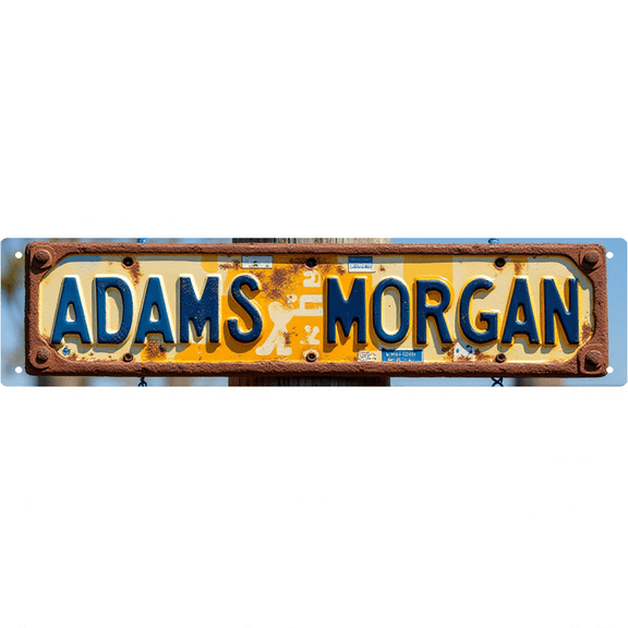 Town Street Tin Sign 16*4 Inch ADAMS MORGAN Wall Art for Home Garage Bar Vintage Decor