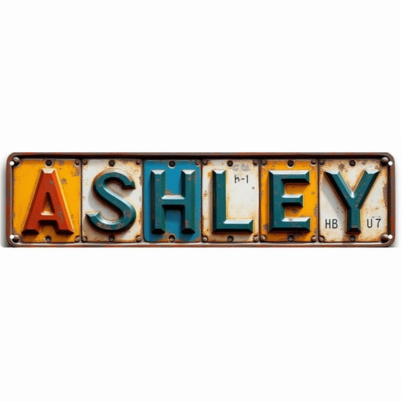 Town Street Tin Sign 16*4 Inch ASHLEY Wall Art for Home Garage Bar Vintage Decor