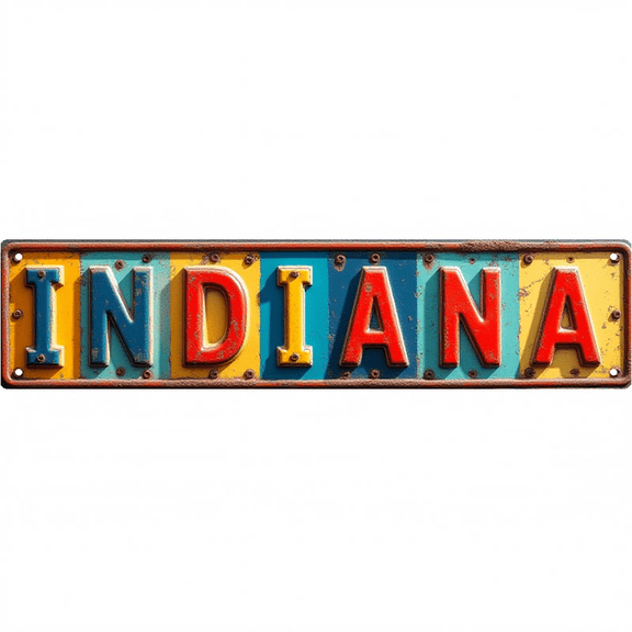 Town Street Tin Sign 16*4 Inch INDIANA Wall Art for Home Garage Bar Vintage Decor