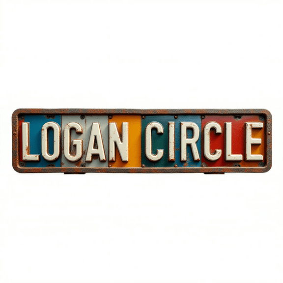 Town Street Tin Sign 16*4 Inch LOGAN CIRCLE Wall Art for Home Garage Bar Vintage Decor