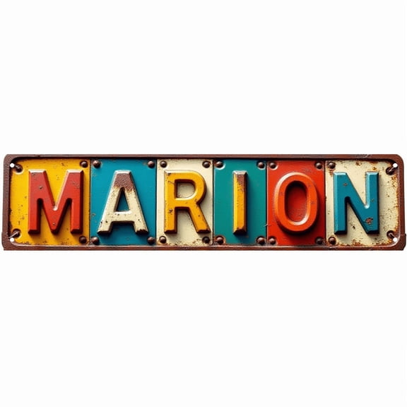 Town Street Tin Sign 16*4 Inch MARION Wall Art for Home Garage Bar Vintage Decor
