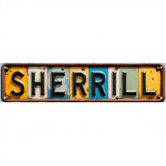Town Street Tin Sign 16*4 Inch SHERRILL Wall Art for Home Garage Bar Vintage Decor