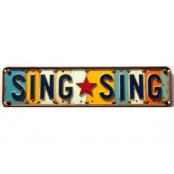 Town Street Tin Sign 16*4 Inch SING SING Wall Art for Home Garage Bar Vintage Decor