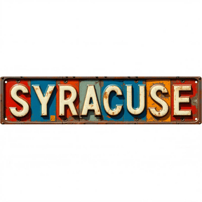 Town Street Tin Sign 16*4 Inch SYRACUSE Wall Art for Home Garage Bar Vintage Decor