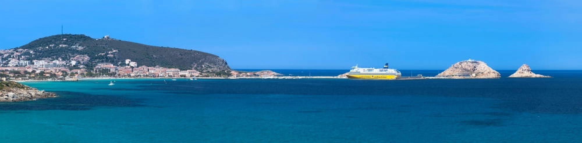 Town at coast Llle-Rousse La Pietra Corsica France Canvas Art - Panoramic Images (27 x 9)