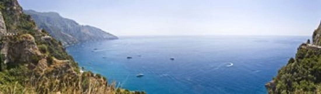 Town at the coast Positano Amalfi Coast Salerno Campania Italy Canvas Art - Panoramic Images (15 x 5)