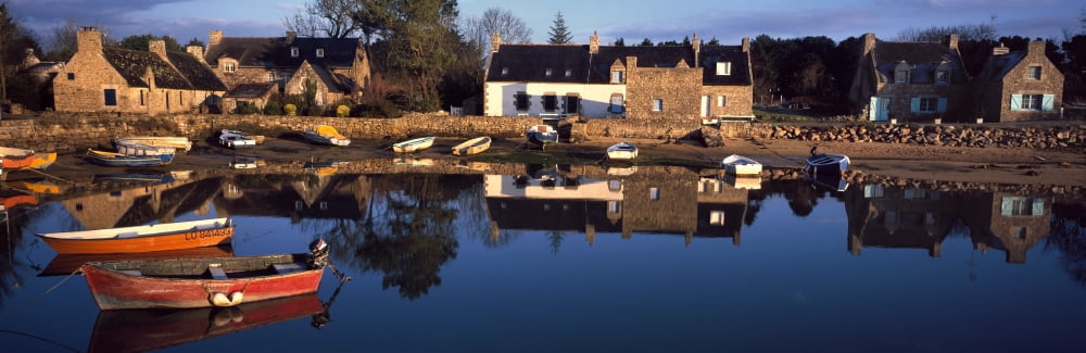 Town at the waterfront Etel Morbihan Brittany France Canvas Art - Panoramic Images (36 x 12)