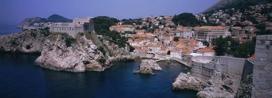 Town at the waterfront Lovrijenac Fortress Bokar Fortress Dubrovnik Croatia Canvas Art - Panoramic Images (18 x 7)