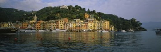 Town at the waterfront Portofino Italy Canvas Art - Panoramic Images (36 x 12)
