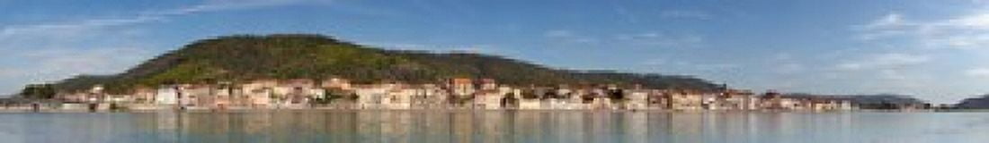 Town at the waterfront Rhone River Saint Vallier Rhone-Alpes France Canvas Art - Panoramic Images (44 x 7)