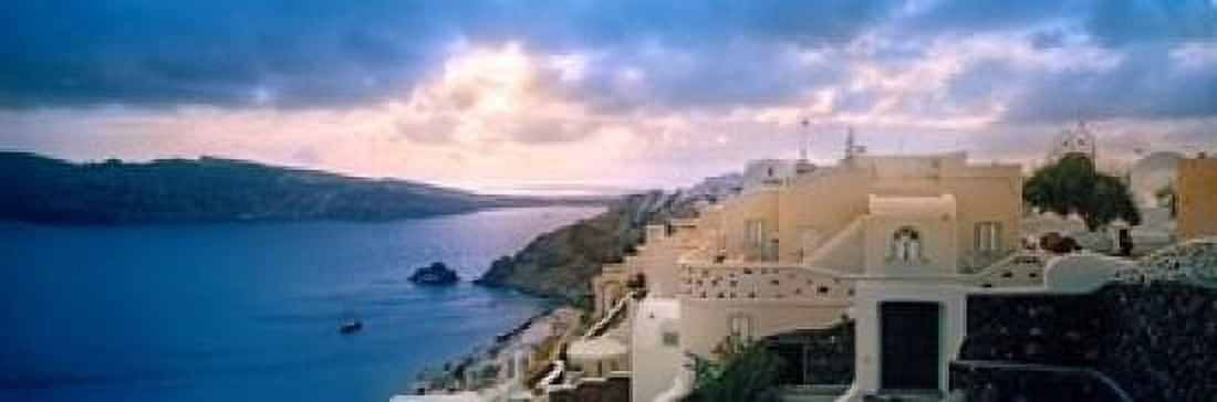 Town at the waterfront Santorini Cyclades Islands Greece Canvas Art - Panoramic Images (36 x 12)