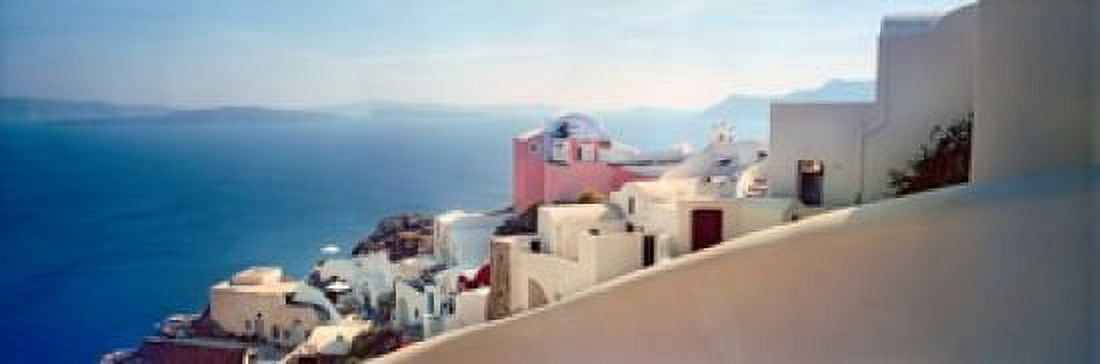 Town at the waterfront Santorini Cyclades Islands Greece Canvas Art - Panoramic Images (36 x 12)