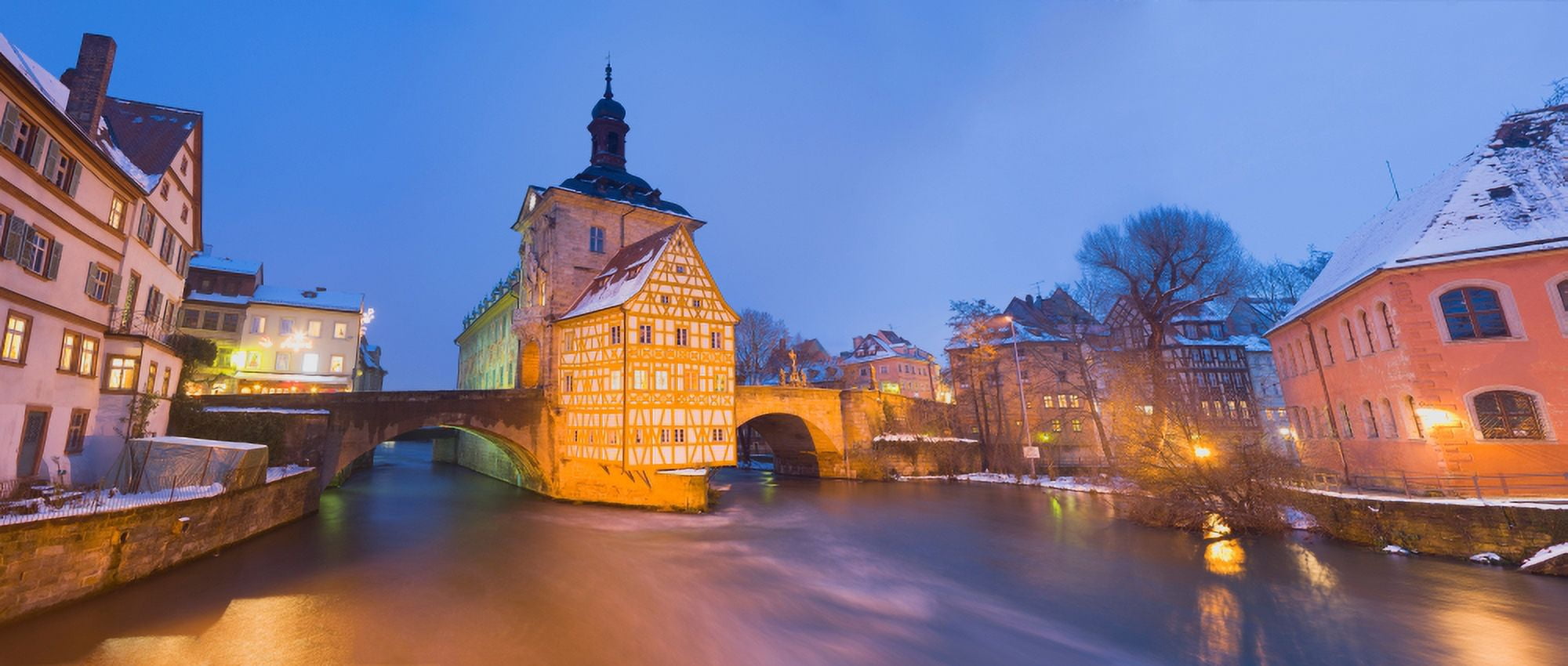 Town hall in a city at night Bamberg Germany Canvas Art - Panoramic Images (22 x 9)