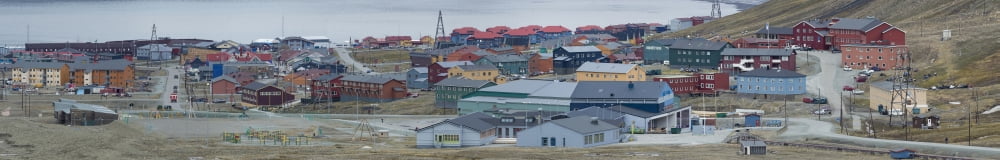 Town in a valley Longyearbyen Svalbard Islands Norway Canvas Art - Panoramic Images (44 x 7)