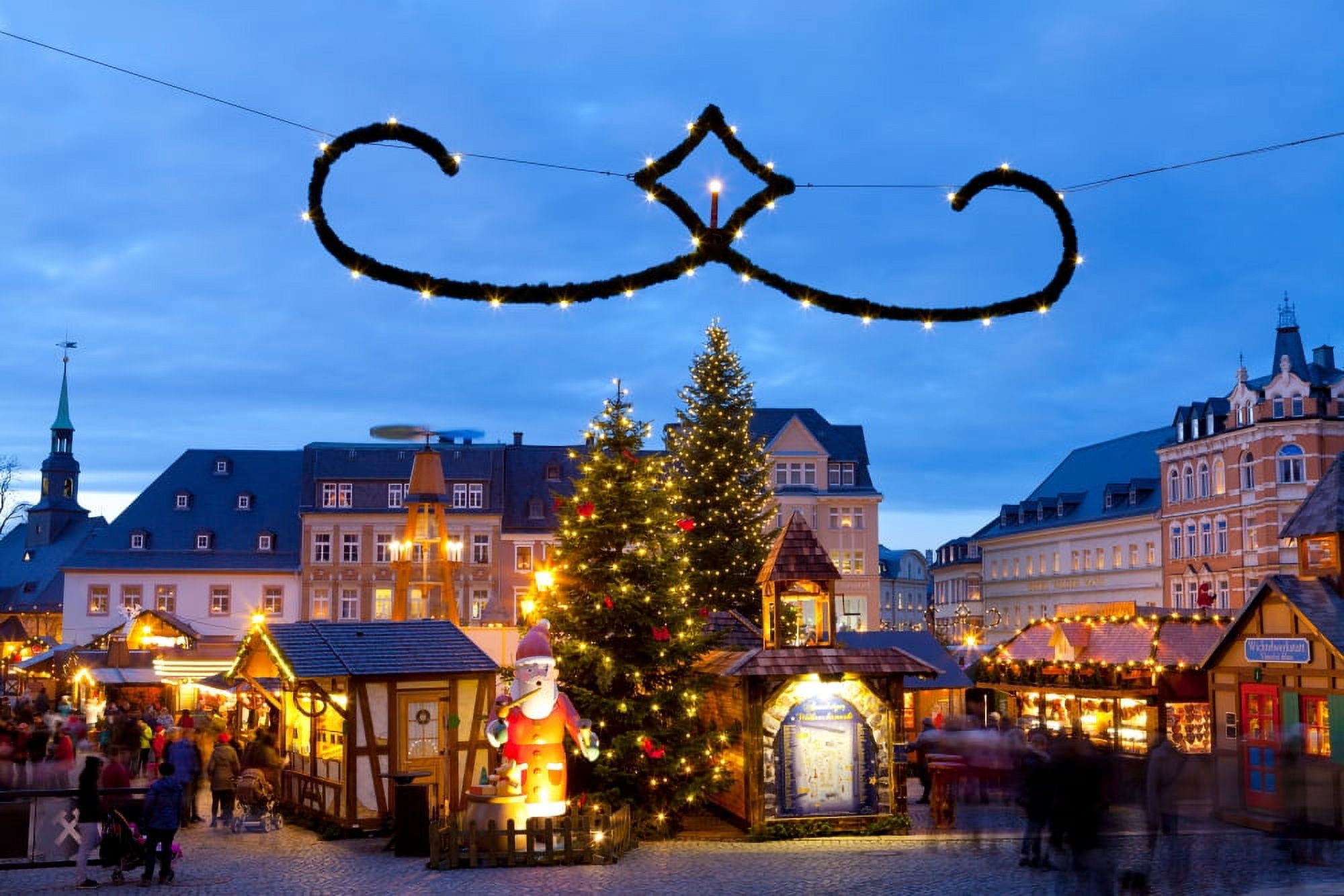 Town lit up at night on Christmas Christmas Market Marktplatz Annaberg-Buchholz Saxony Germany Canvas Art - Panoramic Images (24 x 36)