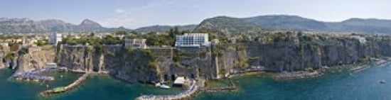 Town on a cliff Sorrento Naples Campania Italy Canvas Art - Panoramic Images (40 x 10)