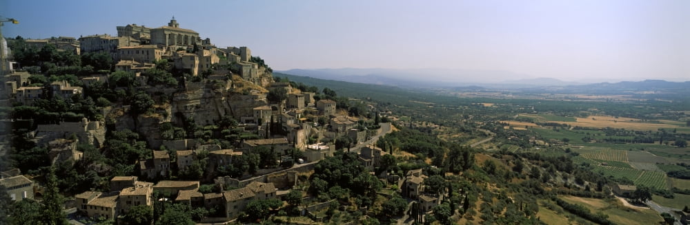 Town on a hill Gordes Vaucluse Provence-Alpes-Cote dAzur France Canvas Art - Panoramic Images (27 x 9)