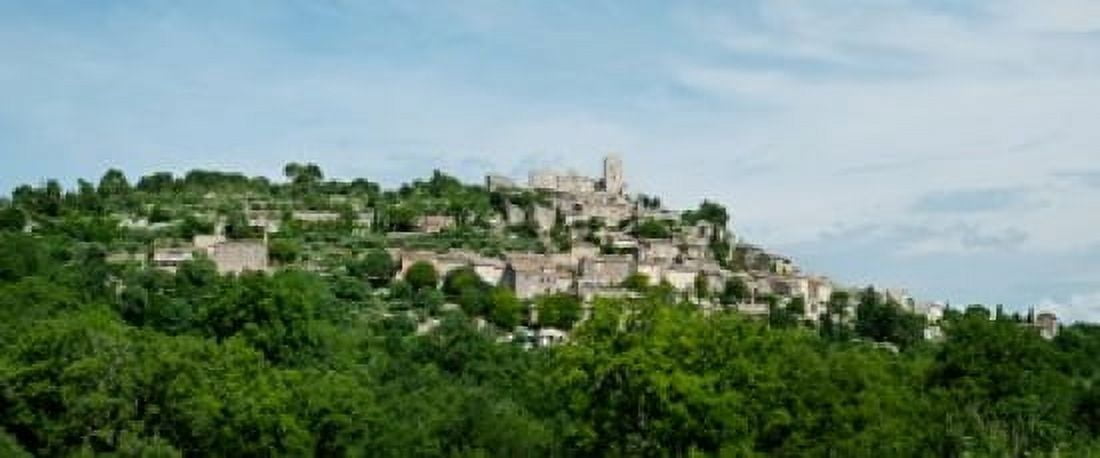 Town on a hill Lacoste Vaucluse Provence-Alpes-Cote dAzur France Canvas Art - Panoramic Images (30 x 13)