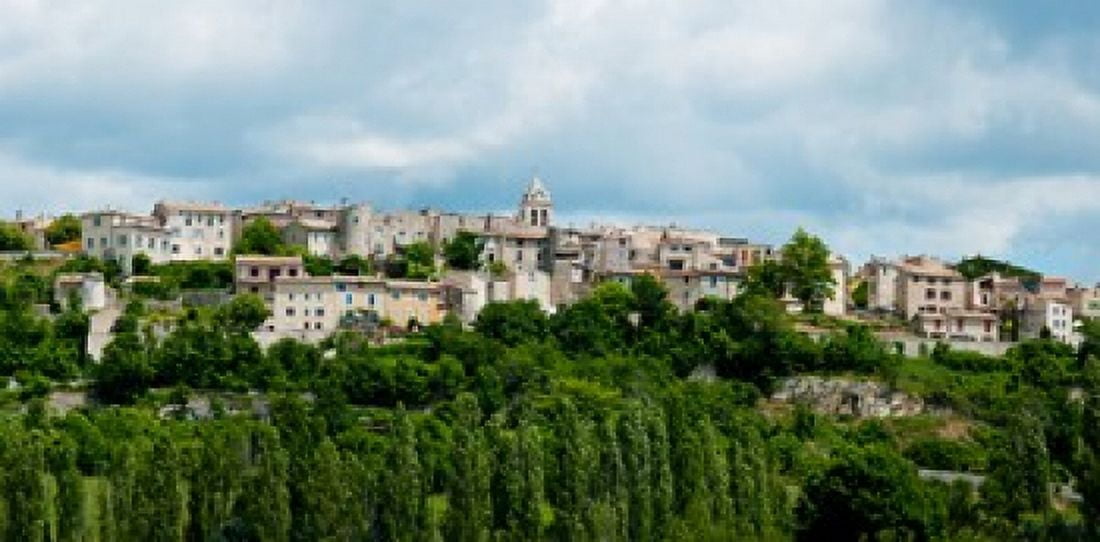 Town on a hill Sault Vaucluse Provence-Alpes-Cote dAzur France Canvas Art - Panoramic Images (24 x 12)