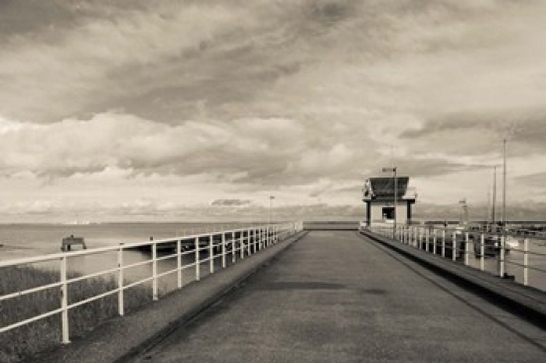 Town pier on the Gironde River Pauillac Haut Medoc Gironde Aquitaine France Canvas Art - Panoramic Images (36 x 24)