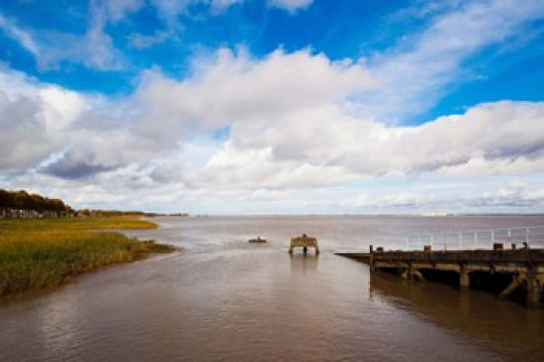 Town pier on the Gironde River Pauillac Haut Medoc Gironde Aquitaine France Canvas Art - Panoramic Images (36 x 24)